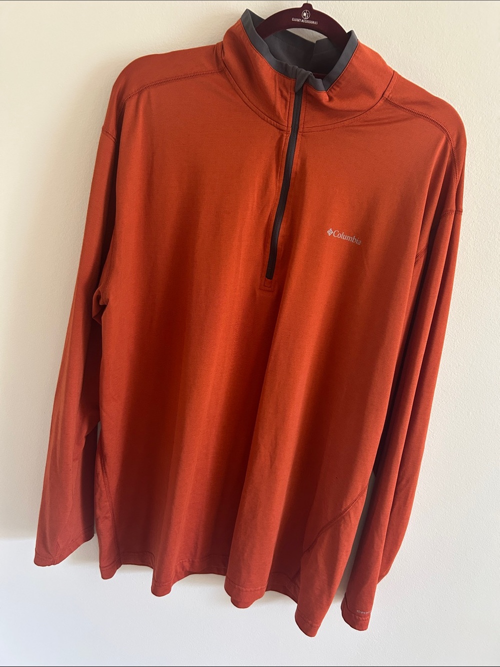 Columbia Orange Half-Zip Pullover with Gray Trim